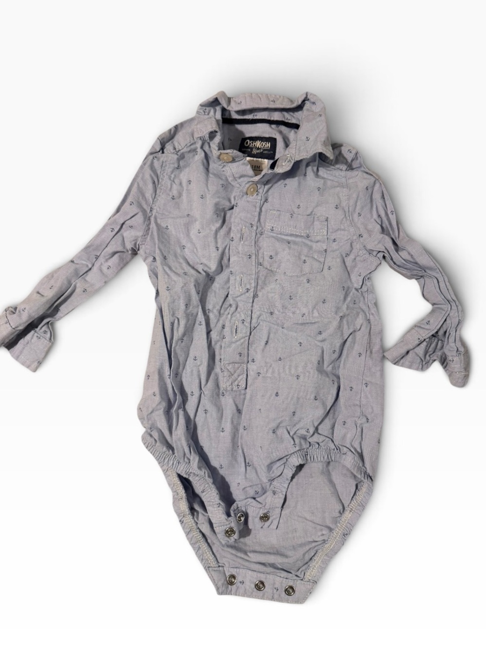 Carter's Light Blue Long-Sleeve Button-Down Bodysuit Shirt